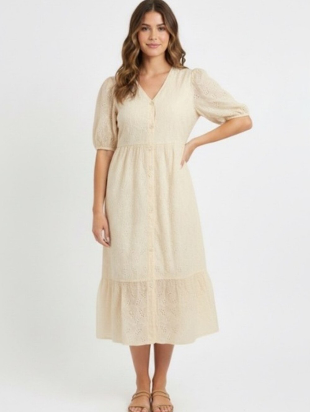 Roolee Eyelet Button Down Shirt XXXL Cream